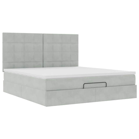 vidaXL Ottoman Bed with Mattresses Light Grey 160x200cm Velvet