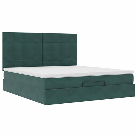 vidaXL Ottoman Bed with Mattresses Dark Green 160x200cm Velvet