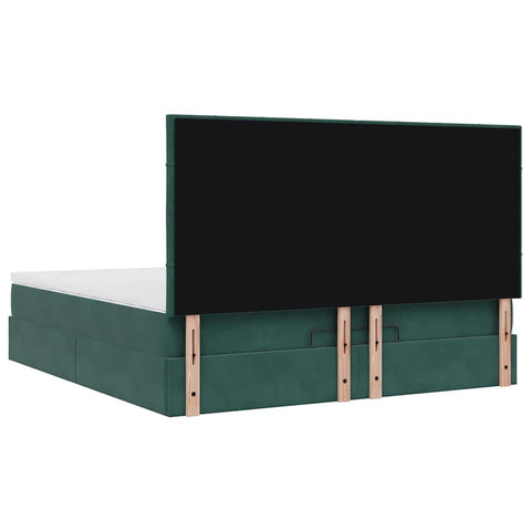 vidaXL Ottoman Bed with Mattresses Dark Green 160x200cm Velvet