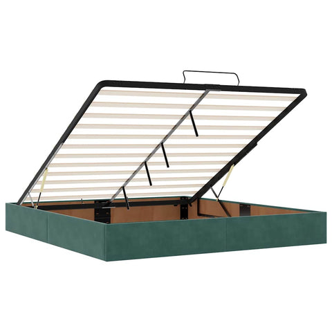 vidaXL Ottoman Bed with Mattresses Dark Green 160x200cm Velvet