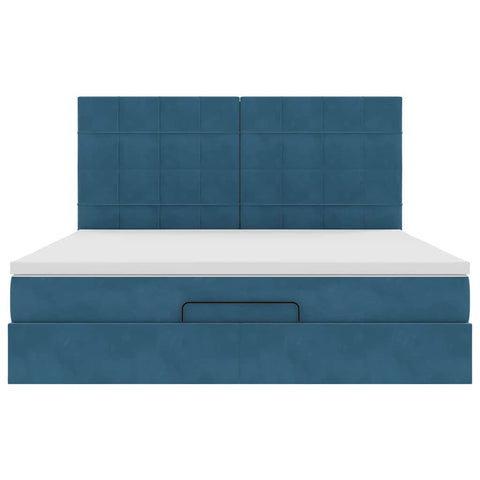 vidaXL Ottoman Bed with Mattresses Dark Blue 160x200cm Velvet