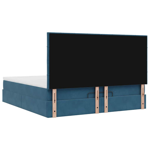 vidaXL Ottoman Bed with Mattresses Dark Blue 160x200cm Velvet