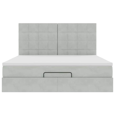 vidaXL Ottoman Bed with Mattresses Light Grey 180x200cm Velvet