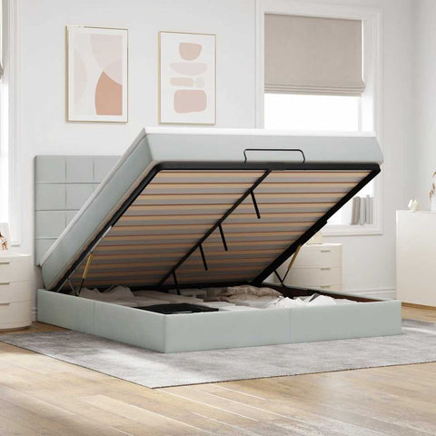 vidaXL Ottoman Bed with Mattresses Light Grey 180x200cm Velvet