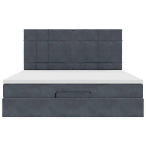 vidaXL Ottoman Bed with Mattresses Dark Grey 180x200cm Velvet
