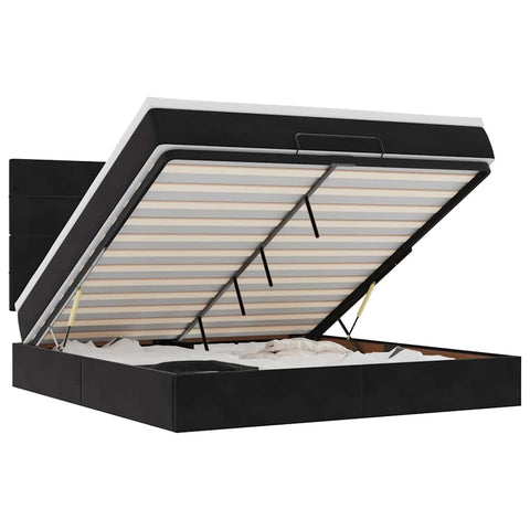 vidaXL Ottoman Bed with Mattresses Black 180x200cm Velvet