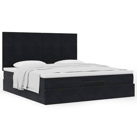 vidaXL Ottoman Bed with Mattresses Black 180x200cm Velvet
