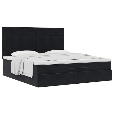 vidaXL Ottoman Bed with Mattresses Black 180x200cm Velvet