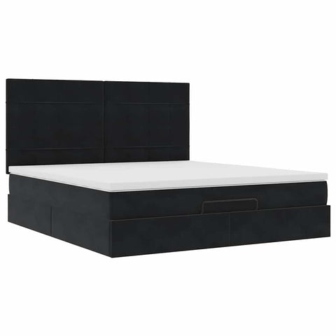 vidaXL Ottoman Bed with Mattresses Black 180x200cm Velvet