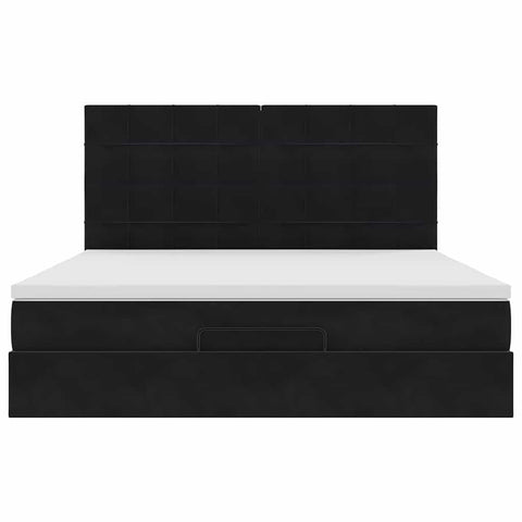 vidaXL Ottoman Bed with Mattresses Black 180x200cm Velvet