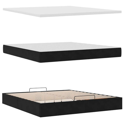 vidaXL Ottoman Bed with Mattresses Black 180x200cm Velvet