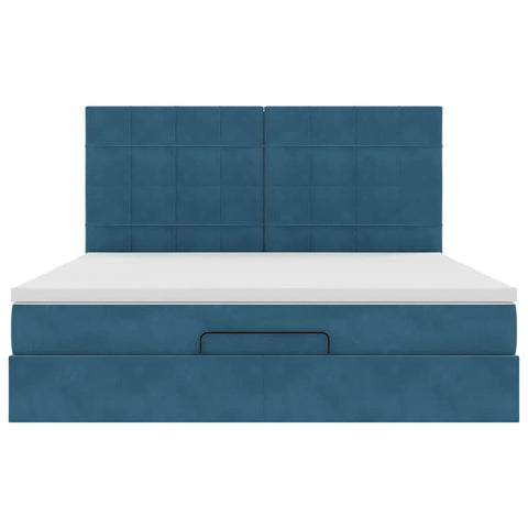 vidaXL Ottoman Bed with Mattresses Dark Blue 180x200cm Velvet