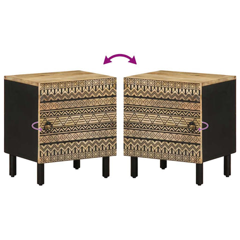 vidaXL Bed Cabinet Black 40x33.5x46 cm Solid Rough Wood Mango