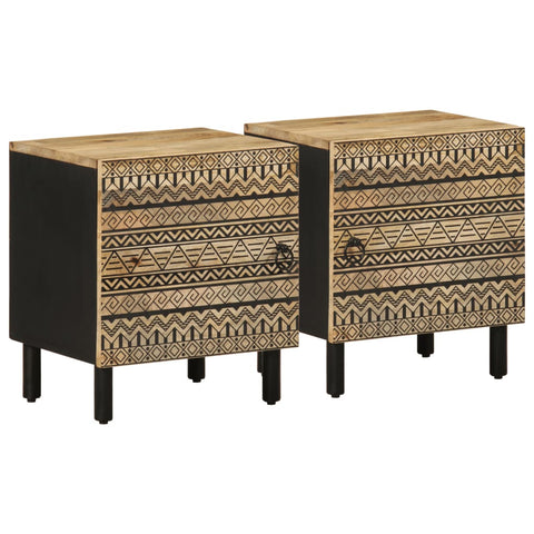 vidaXL Bed Cabinets 2 pcs Black 40x33.5x46 cm Solid Rough Wood Mango