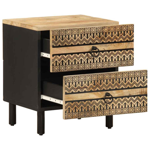 vidaXL Bed Cabinet Black 40x33.5x46 cm Solid Rough Wood Mango