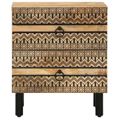 vidaXL Bed Cabinet Black 40x33.5x46 cm Solid Rough Wood Mango