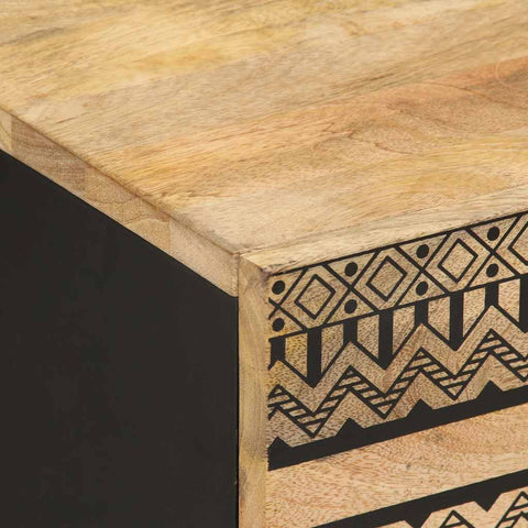 vidaXL Bed Cabinet Black 40x33.5x46 cm Solid Rough Wood Mango
