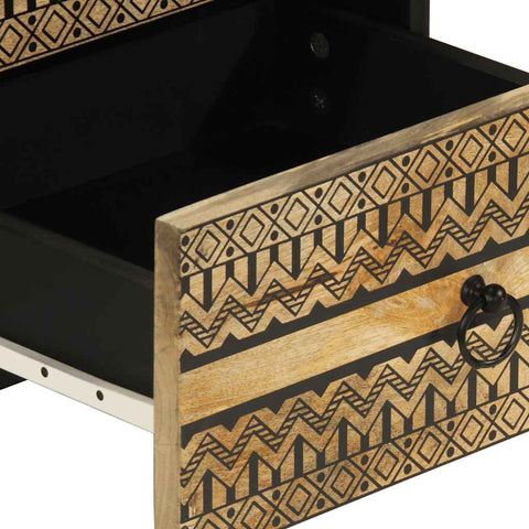 vidaXL Bed Cabinet Black 40x33.5x46 cm Solid Rough Wood Mango