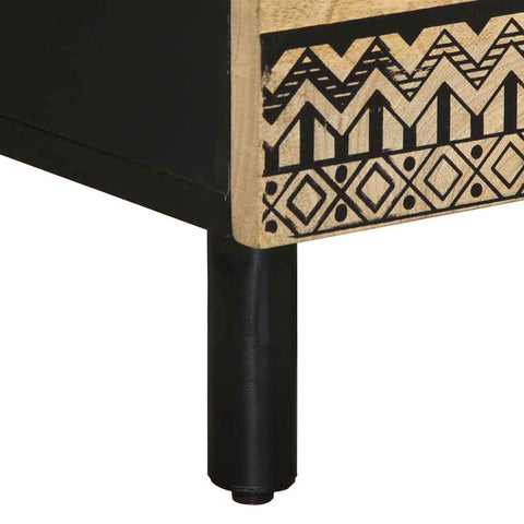 vidaXL Bed Cabinet Black 40x33.5x46 cm Solid Rough Wood Mango