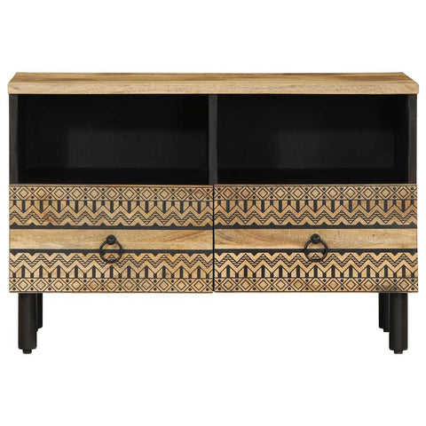 vidaXL TV Cabinet Black 70x33.5x46 cm Solid Rough Wood Mango