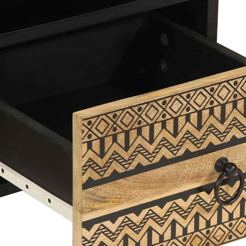 vidaXL TV Cabinet Black 70x33.5x46 cm Solid Rough Wood Mango