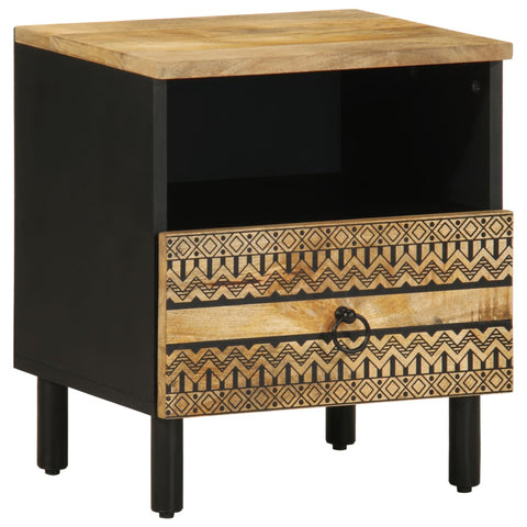 vidaXL Bed Cabinet Black 40x33x46 cm Solid Rough Wood Mango