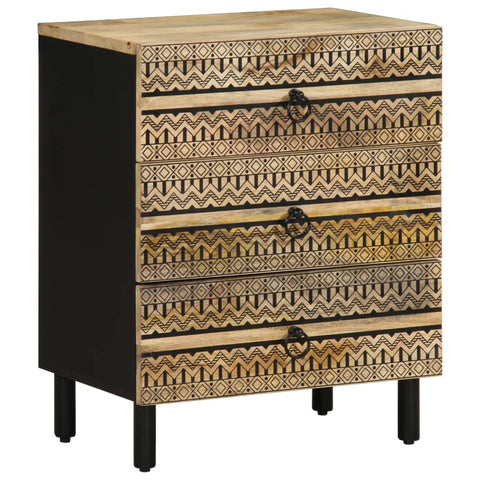 vidaXL Bed Cabinet Black 50x33x62 cm Solid Rough Wood Mango