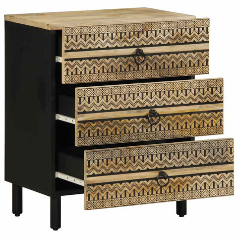 vidaXL Bed Cabinet Black 50x33x62 cm Solid Rough Wood Mango