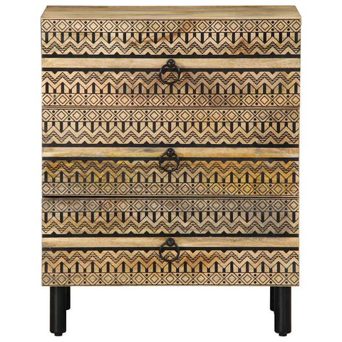 vidaXL Bed Cabinet Black 50x33x62 cm Solid Rough Wood Mango