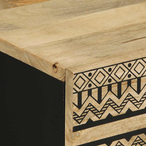 vidaXL Bed Cabinet Black 50x33x62 cm Solid Rough Wood Mango