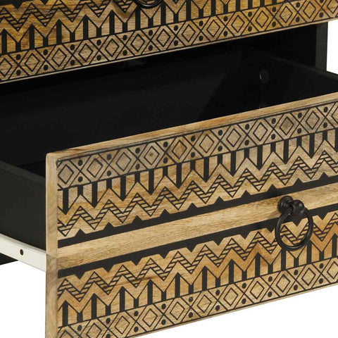 vidaXL Bed Cabinet Black 50x33x62 cm Solid Rough Wood Mango