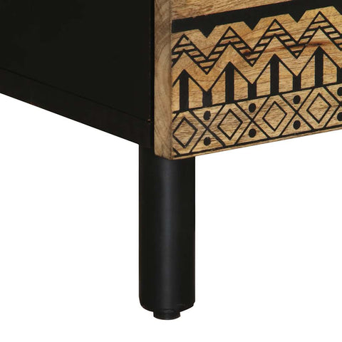 vidaXL Bed Cabinet Black 50x33x62 cm Solid Rough Wood Mango