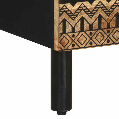 vidaXL Bed Cabinet Black 50x33x62 cm Solid Rough Wood Mango