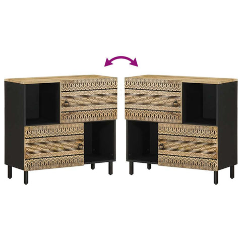 vidaXL Sideboard 80x33.5x75 cm Solid Rough Wood Mango