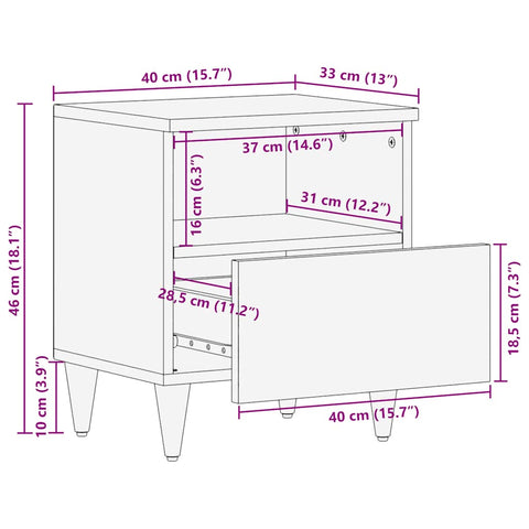 vidaXL Bedside Cabinet 40x33x46 cm Solid Wood Mango