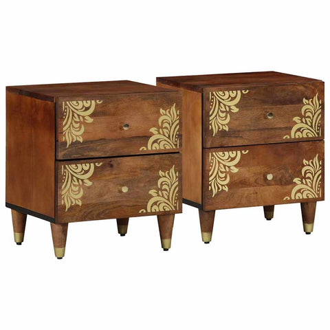 vidaXL Bedside Cabinet with Drawer 2 pcs Honey brown 40 x 33 x 46 cm