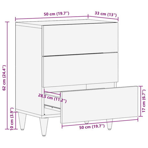 vidaXL Bedside Cabinet Honey brown 50 x 33 x 62 cm Solid mango wood