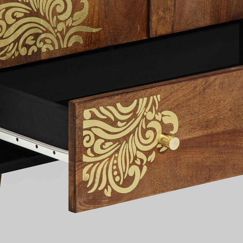 vidaXL Highboard with Shelf Brown 60 x 33.5 x 100 cm Solid Mango wood