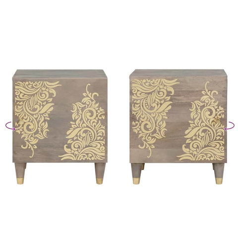 vidaXL Bedside Cabinet 2 pcs Grey 40 x 33 x 46 cm Solid mango wood