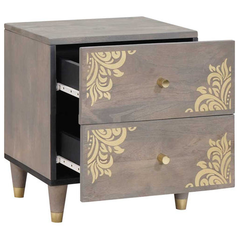 vidaXL Bedside Cabinet 2 pcs Grey 40 x 33 x 46 cm Solid mango wood