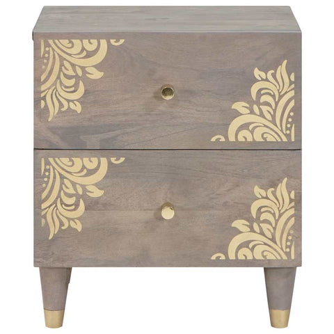 vidaXL Bedside Cabinet 2 pcs Grey 40 x 33 x 46 cm Solid mango wood
