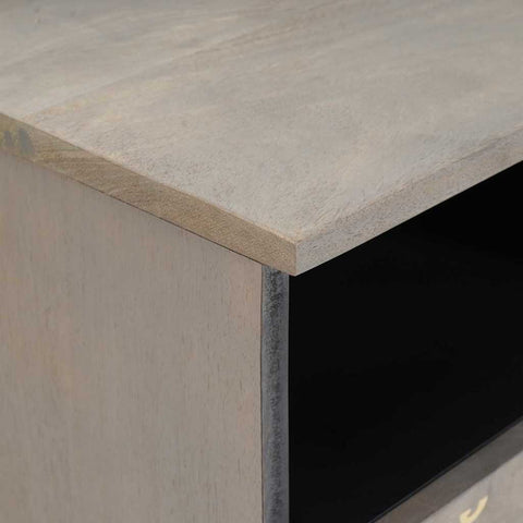 vidaXL TV Cabinet with Shelf Grey and Gold Solid Mango wood