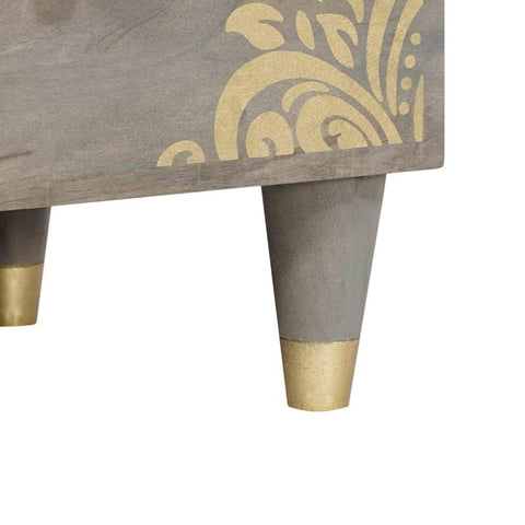 vidaXL TV Cabinet with Shelf Grey and Gold Solid Mango wood