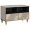 vidaXL TV Cabinet with Shelf Grey and Gold Solid Mango wood