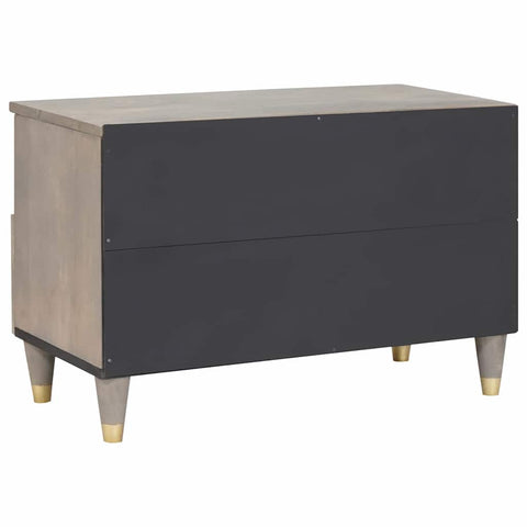 vidaXL TV Cabinet with Shelf Grey and Gold Solid Mango wood