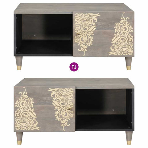 vidaXL Coffee Table Grey 80 x 50 x 40 cm Solid mango wood