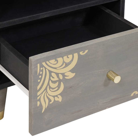 vidaXL Bedside Cabinet 2 pcs Grey 40 x 33 x 46 cm Solid mango wood
