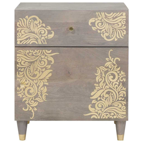 vidaXL Bedside Cabinet Grey 50 x 33 x 60 cm Solid mango wood