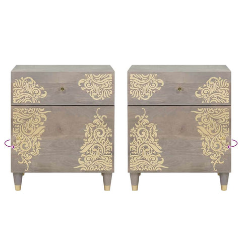 vidaXL Bedside Cabinet Grey 50 x 33 x 60 cm Solid mango wood