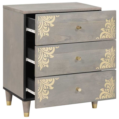 vidaXL Bedside Cabinet Grey 50 x 33 x 62 cm Solid mango wood